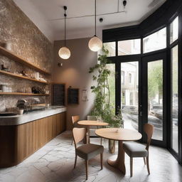 A beautifully designed café located in an old stone house with 4