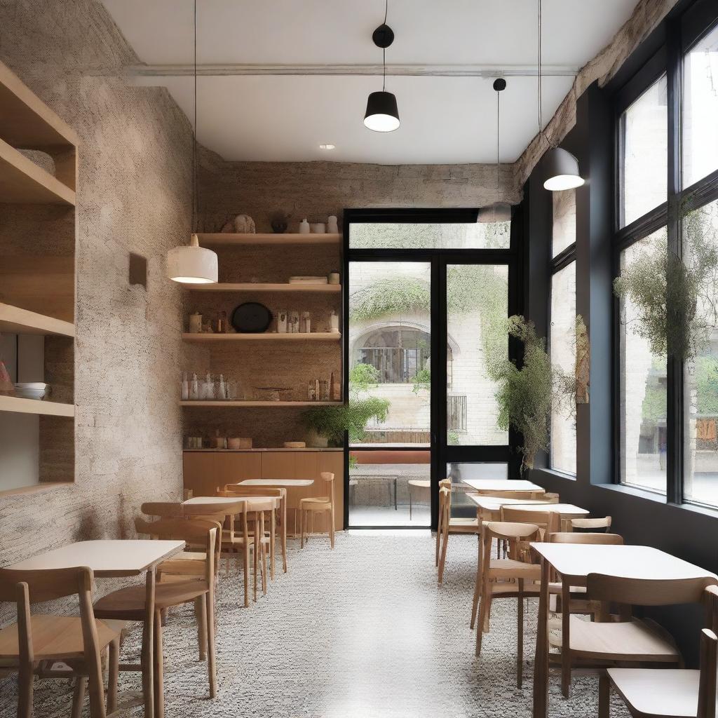 A beautifully designed café located in an old stone house with 4