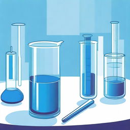 A detailed illustration of methylene blue dye in a laboratory setting, showing the dye in a glass beaker with a pipette nearby