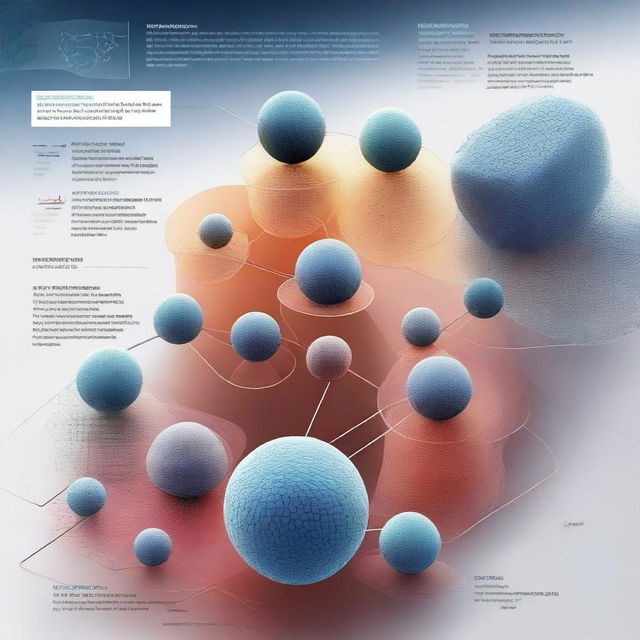 An intricate illustration of nano composite materials, showcasing their structure at a microscopic level