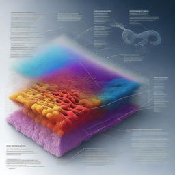 An intricate illustration of nano composite materials, showcasing their structure at a microscopic level