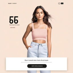 Create an image for an exit intent popup featuring a stylish woman wearing a crop top