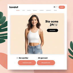 Create an image for an exit intent popup featuring a stylish woman wearing a crop top