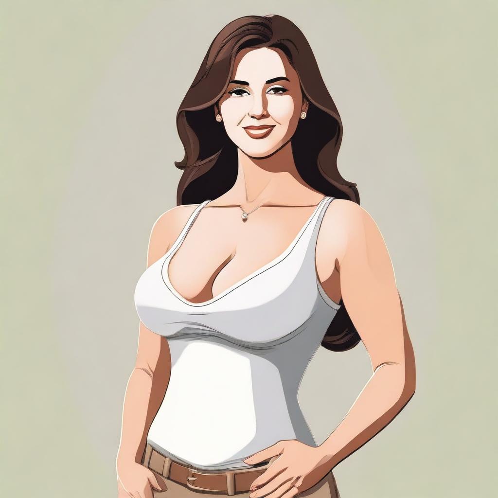 A woman with H cup breasts, depicted in a respectful and dignified manner