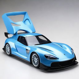 Design a Tamiya Raikiri GT with a color scheme of baby blue, white, and touches of black