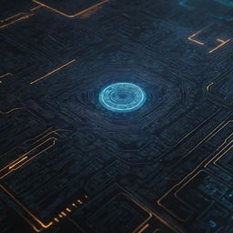 A dazzling texture map fusing elements of techno, intricate circuits, and sci-fi, accentuated by glowing graphic designs.