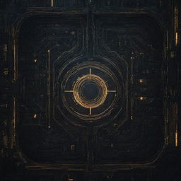 An immersive 2D texture map that blends techno elements with intricate circuits in a sci-fi aesthetic, accentuated by radiant, glowing graphic designs.