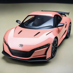 Design a Tamiya TT-02 Type S RC car in a color scheme of Georgia peach with black and white accents