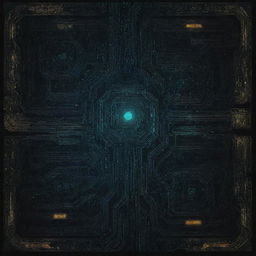 An immersive 2D texture map that blends techno elements with intricate circuits in a sci-fi aesthetic, accentuated by radiant, glowing graphic designs.