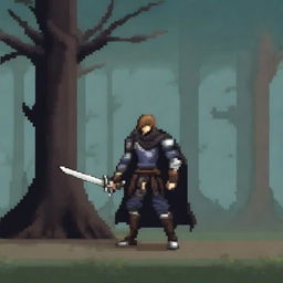 A typical medieval fantasy adventurer swordsman in dark fantasy style