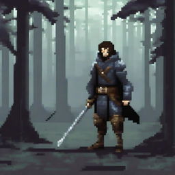 A typical medieval fantasy adventurer swordsman in dark fantasy style