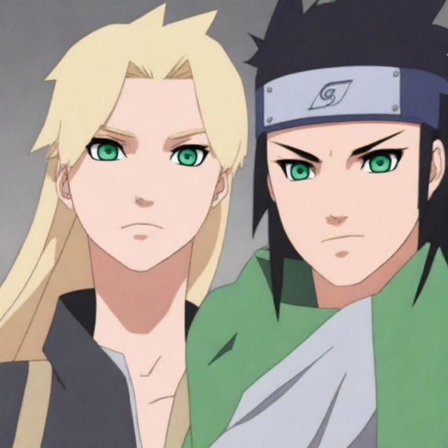 Close-up of faces: a beautiful, short blonde princess with blue eyes, and a tall, handsome prince with long black hair and green eyes