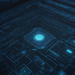 A 2D texture map featuring techno influences, intricately designed nano paths, all glowing brightly against a futuristic sci-fi screen backdrop.