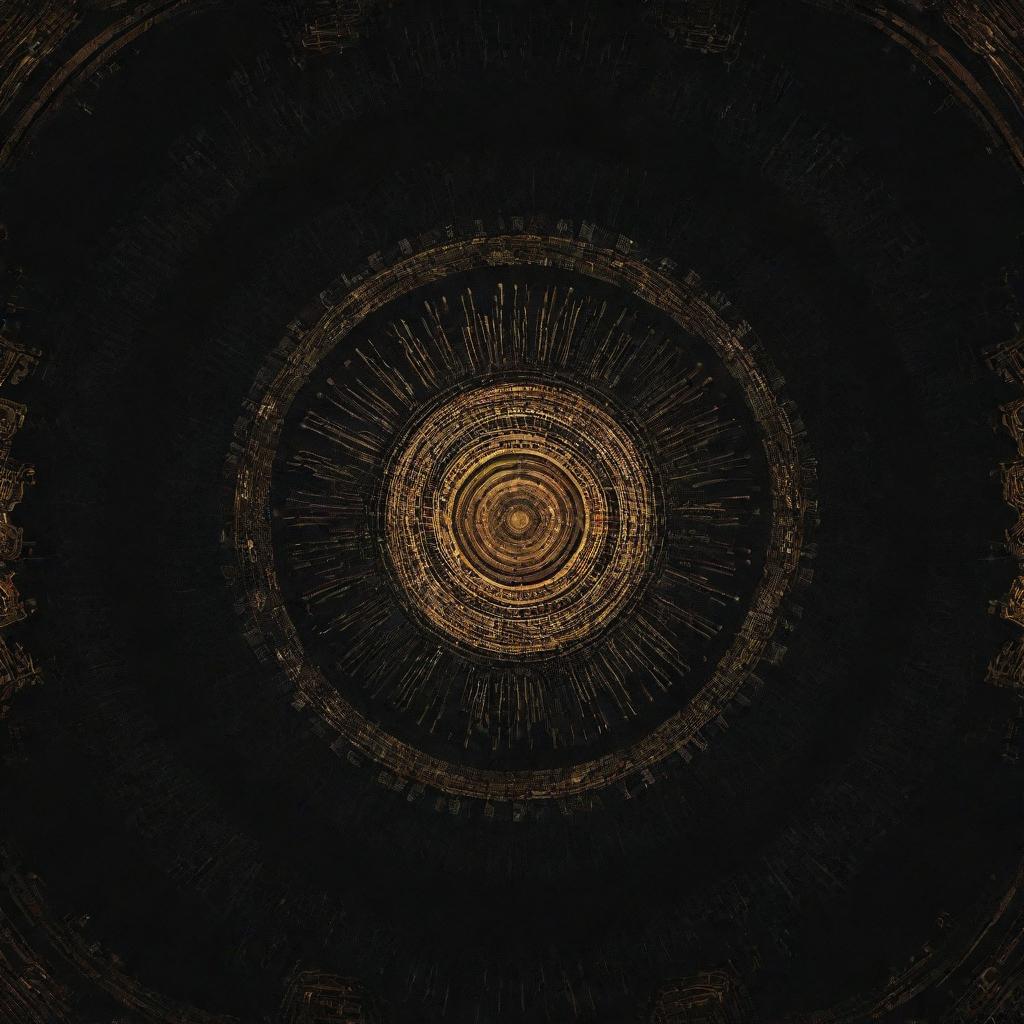 A 2D texture map radiating with an array of intricate, glowing techno patterns.