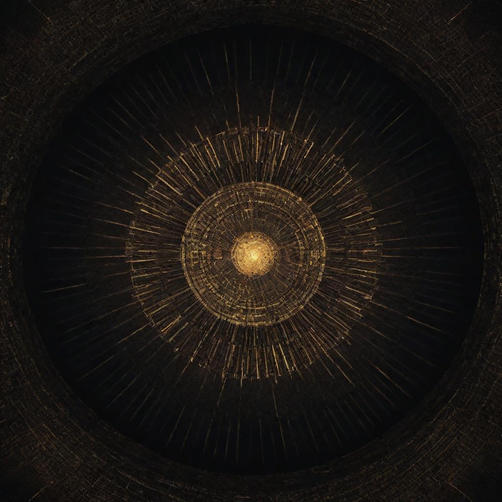 A 2D texture map radiating with an array of intricate, glowing techno patterns.