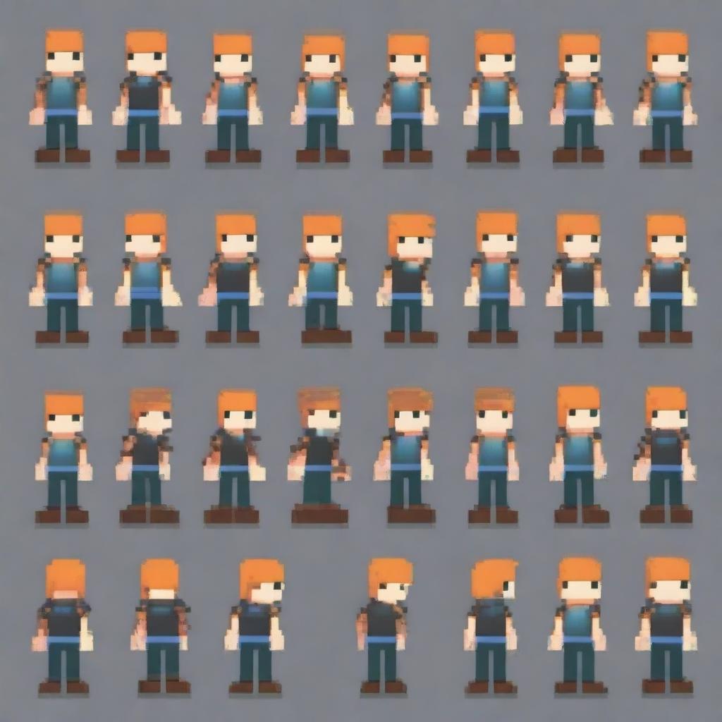 Create a non-human character in pixel art style for a 2D platformer video game, including its animations