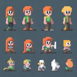 Create a simple, non-human character in pixel art style for a 2D platformer video game