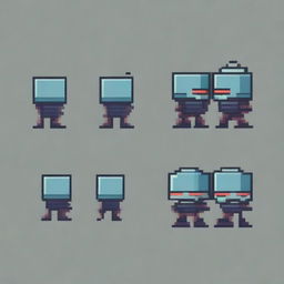 Create a very simple pixel art enemy character for a 2D platformer video game, designed in profile view