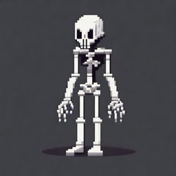 Create a very simple pixel art skeletal enemy character for a 2D platformer video game, designed in profile view