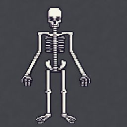 Create a simple yet beautiful pixel art of a skeletal enemy in profile view for a 2D video game