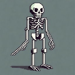 Create a simple yet beautiful pixel art of a skeletal enemy in profile view for a 2D video game