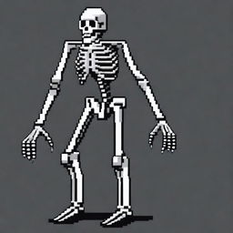 Create a simple yet beautiful pixel art of a skeletal enemy in profile view for a 2D video game