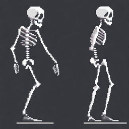 Create a simple yet beautiful pixel art of a skeletal enemy in profile view for a 2D video game