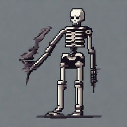 Create a very simple yet beautiful pixel art of a skeletal enemy in profile view for a 2D video game