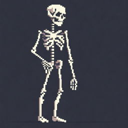 Create a very simple yet beautiful pixel art of a skeletal enemy in profile view for a 2D video game