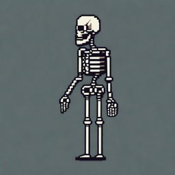 Create a very simple yet beautiful pixel art of a skeletal enemy in profile view for a 2D video game