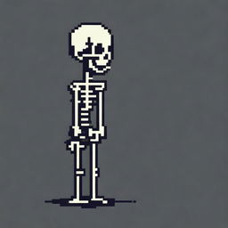 Create a very simple pixel art of a skeleton in profile view for a 2D video game