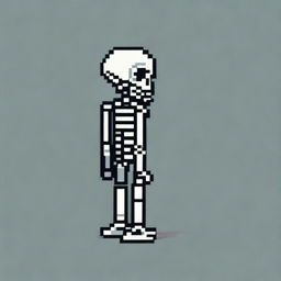 Create a very simple pixel art of a skeleton in profile view for a 2D video game