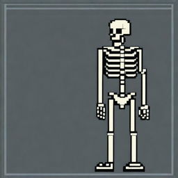 Create a very simple pixel art of a skeleton in profile view for a 2D video game