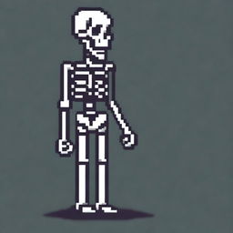 Create a very simple pixel art of a skeleton in profile view for a 2D video game