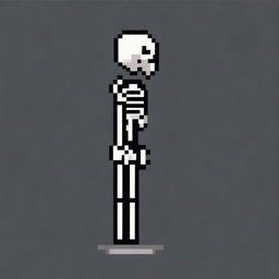 Create a very simple pixel art of a skeleton in profile view for a 2D video game