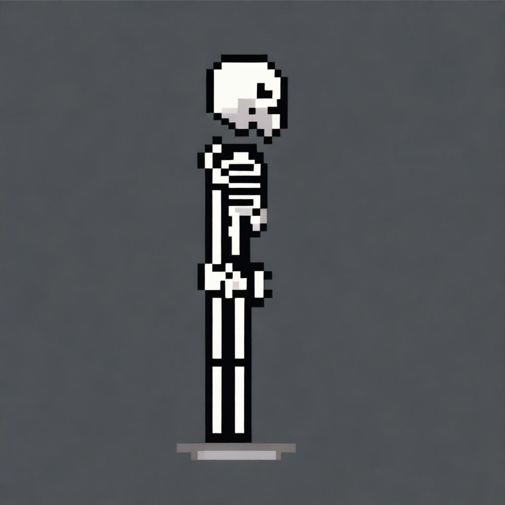 Create a very simple pixel art of a skeleton in profile view for a 2D video game