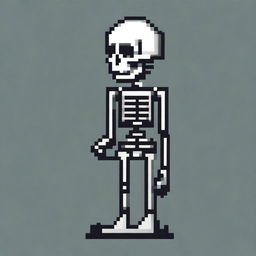 Create a very simple pixel art of a skeleton in profile view for a 2D video game