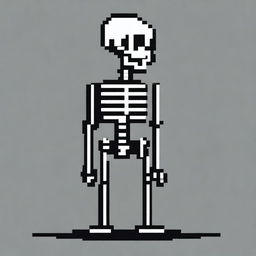 Create a very simple pixel art of a skeleton in profile view for a 2D video game