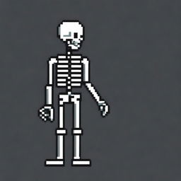 Create a very simple pixel art of a skeleton in profile view for a 2D video game