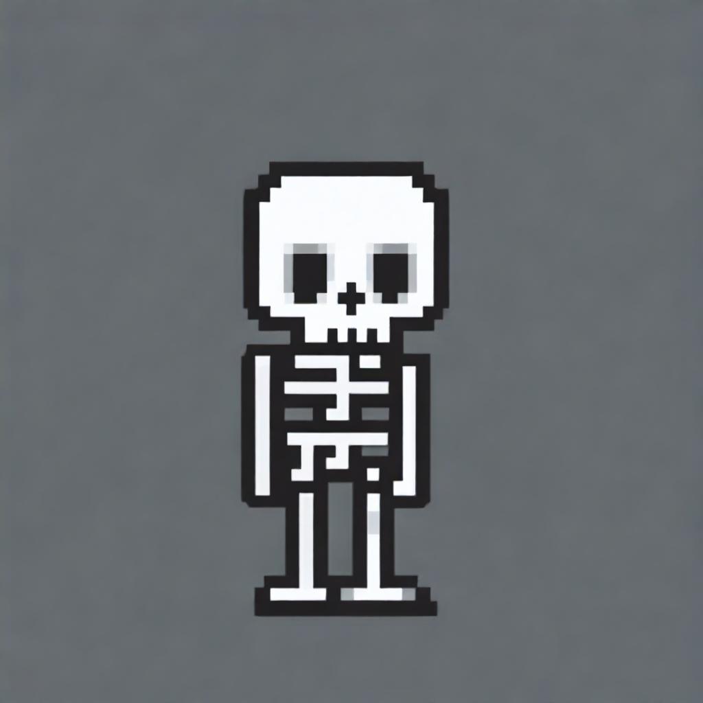 Create a very simple pixel art of a skeleton in profile view for a 2D video game