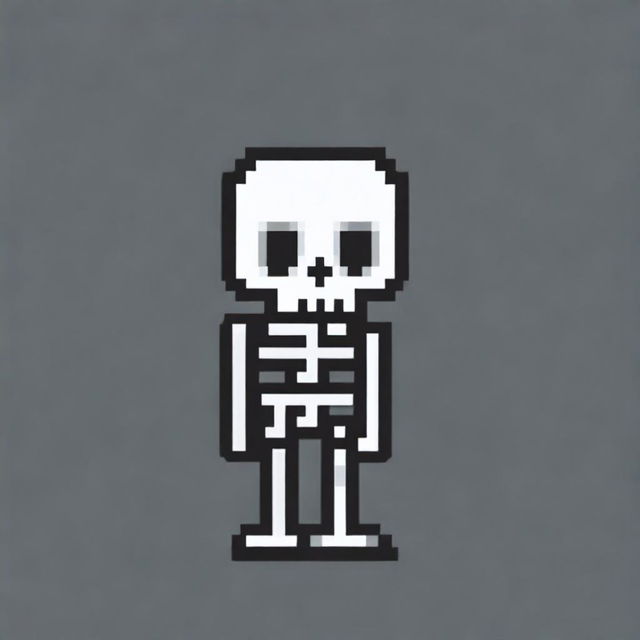 Create a very simple pixel art of a skeleton in profile view for a 2D video game