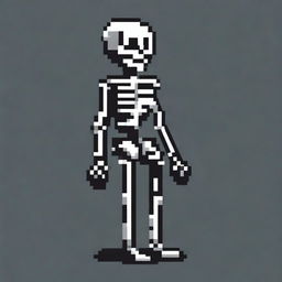 Create a very simple pixel art of a skeleton in profile view for a 2D video game