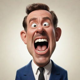 A comedic caricature of an adult styled in classic Disney animation, expressing frustration and screaming towards off-screen children, in a non-threatening yet humorous way