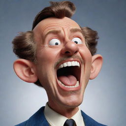 A comedic caricature of an adult styled in classic Disney animation, expressing frustration and screaming towards off-screen children, in a non-threatening yet humorous way