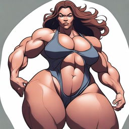 A depiction of muscular and big women with massive thighs, showcasing their strength and power