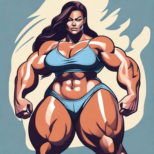 A depiction of muscular and big women with massive thighs, showcasing their strength and power