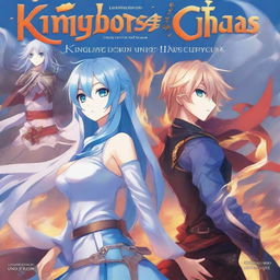 Create an anime video game cover for 'Kingdoms Of Chaos: Tales of Lost Kingdoms'