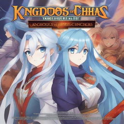 Create an anime video game cover for 'Kingdoms Of Chaos: Tales of Lost Kingdoms'