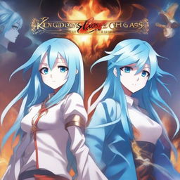 Create an anime video game cover for 'Kingdoms Of Chaos: Tales of Lost Kingdoms'