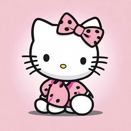 A cute Hello Kitty character with a cheetah print bow on her right ear